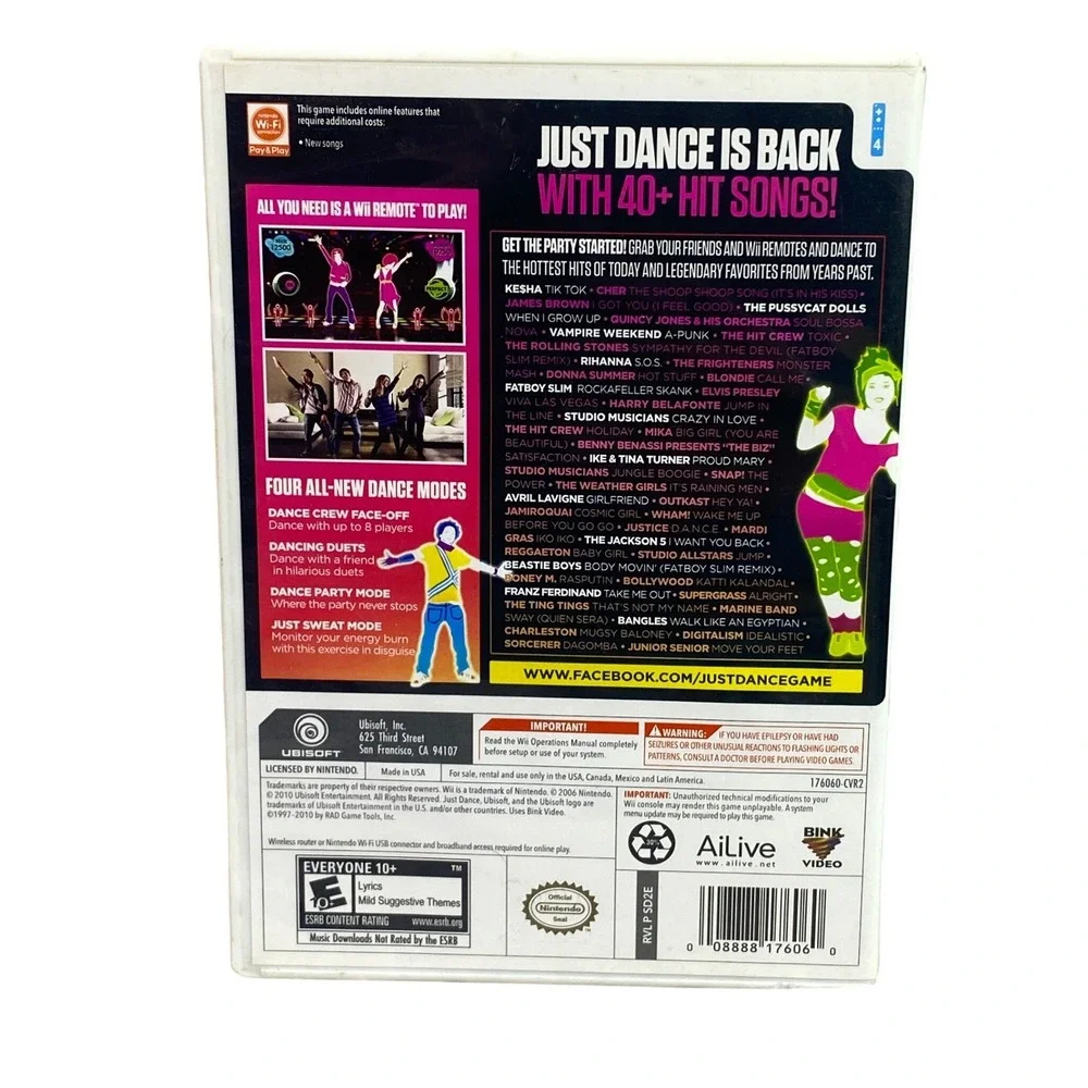 Nintendo Wii Just Dance 2 Video Game‎ Disc and Case